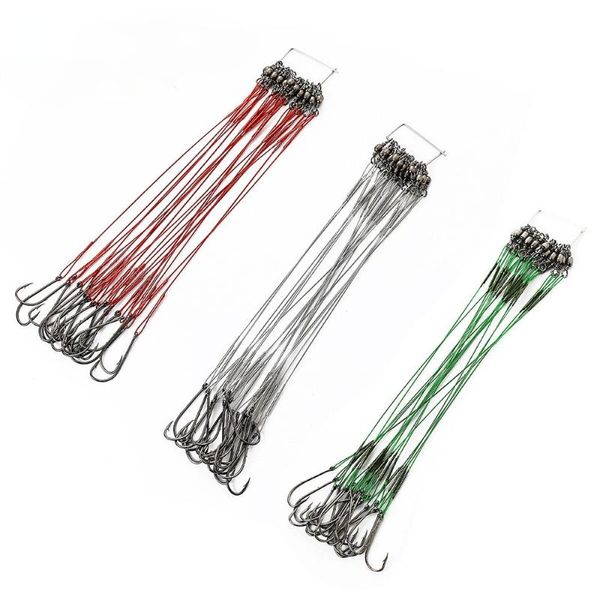 

line 15cm 20cm 25cm 30cm anti bite stainless steel fishing front wire leader with swivel fish hook hooks
