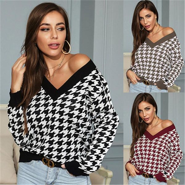 

women's sweaters vintage v-neck women sweater long sleeve off shoulder female kintted autumn lady, White;black