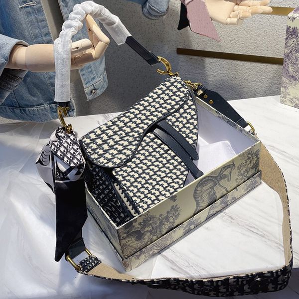

fashion women handbag single shoulder strap letter printed luxury designer crossbody bag saddle bags two sizes with box