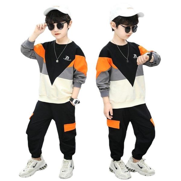 

clothing sets children's boys' autumn big baby coat+pant two-piece sport suit 4-12 ages kids boutique clothes wholesale, White