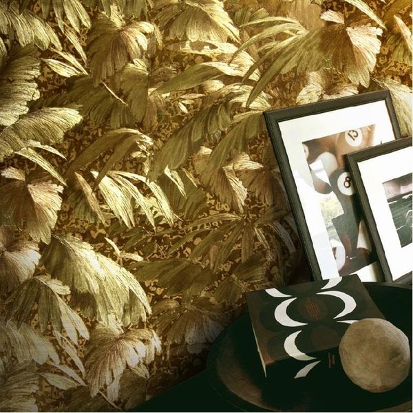 

wallpapers luxury european metallic reflective plants 3d wallpaper for living room tv gold foil ktv club deep embossed texture wall paper