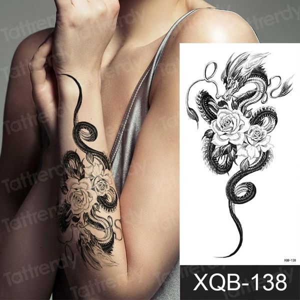 

temporary tattoos dragon snake tattoo wolf animals knife decal sticker flower black fake tatoo waterproof for women girls