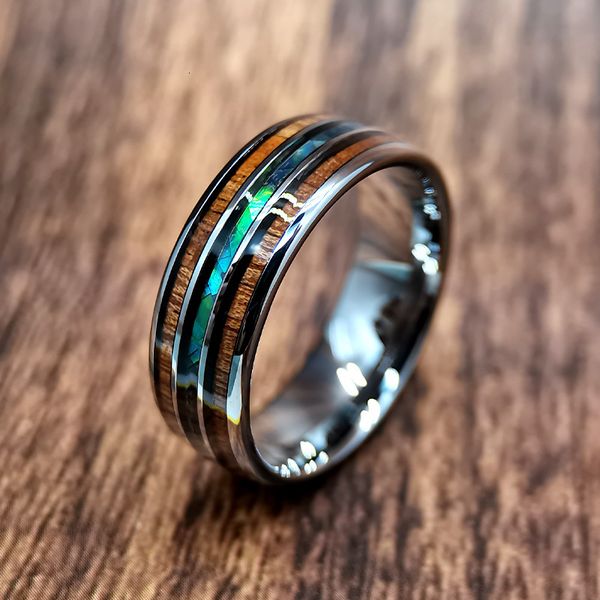 

ring minority men's solid wood shell tungsten steel diy4mm 8mm 10mm, Silver