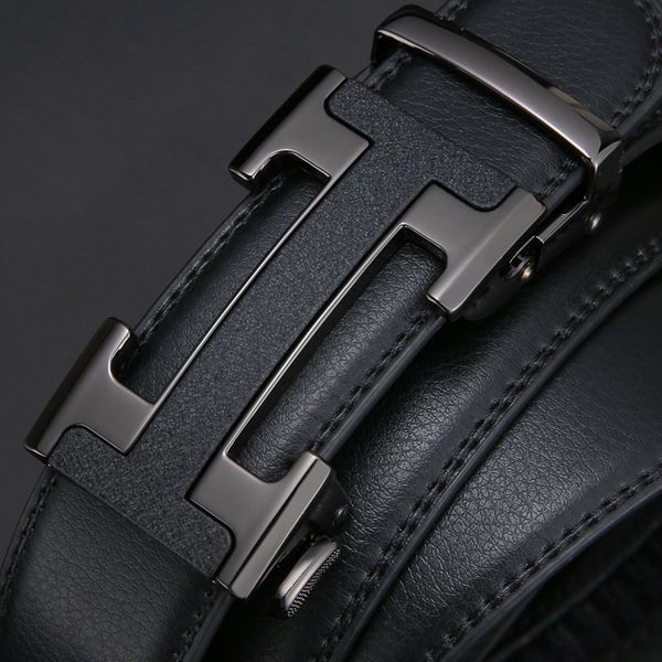 

new belt, men's leather, automatic buckle belt, men's fashion, leisure, middle-aged young business pure leather pants belt, person, Black;brown