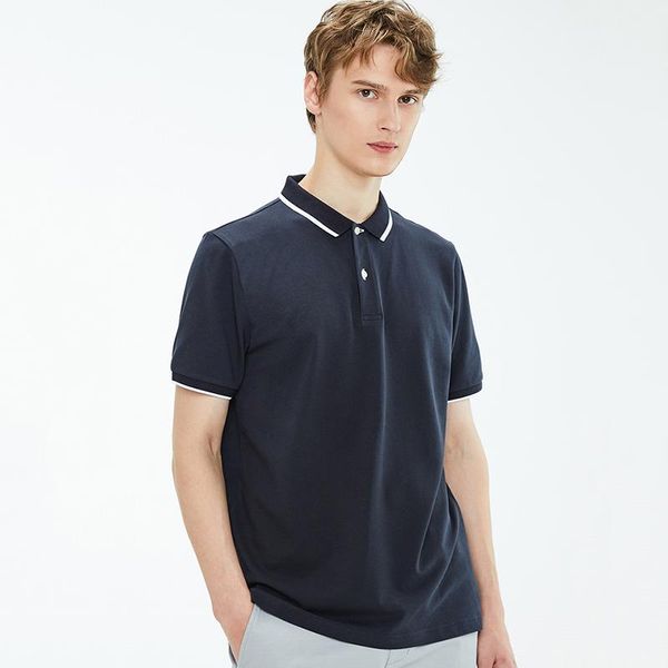 

men's polos casual summer shirt brand fashion business cotton short sleeve pure tennis large size, White;black