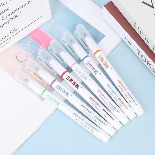 

gel pens multi-function cute creative double-line marked stereo color ink pen maker school office supply