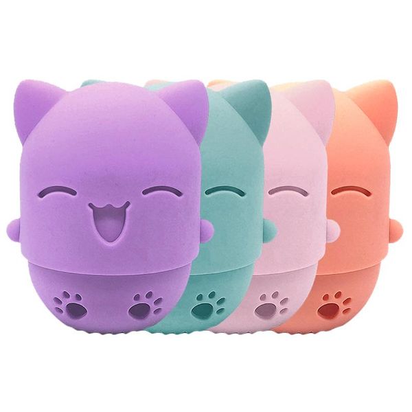 

bathroom storage & organization 1pc portable kitten beauty powder puff holder soft silicone sponge makeup egg drying case cosmetic box