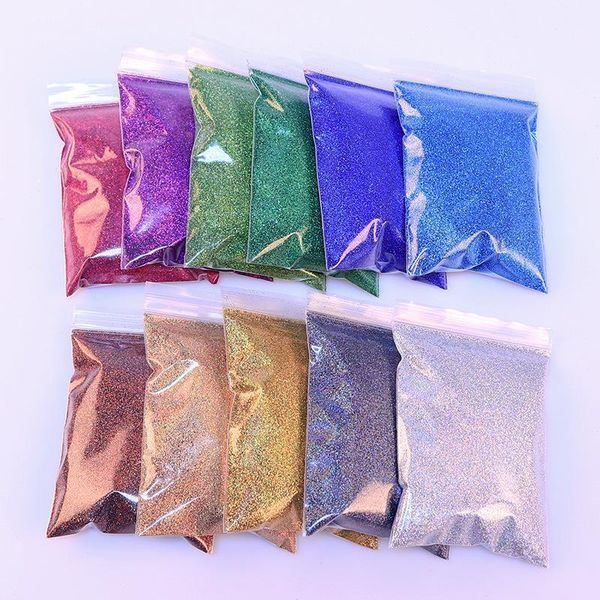 

50g 20 colors holographic laser nail glitter powder sparkly gold silver fine dust art decorations kits1