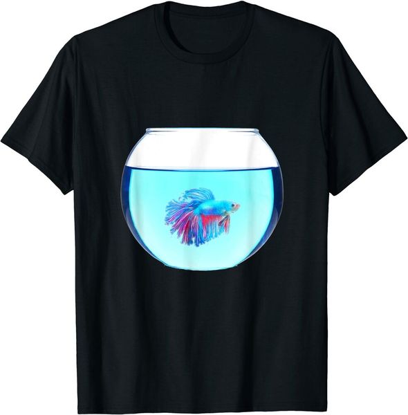 

glass bowl betta fish gift t-shirt black s-5xl, White;black