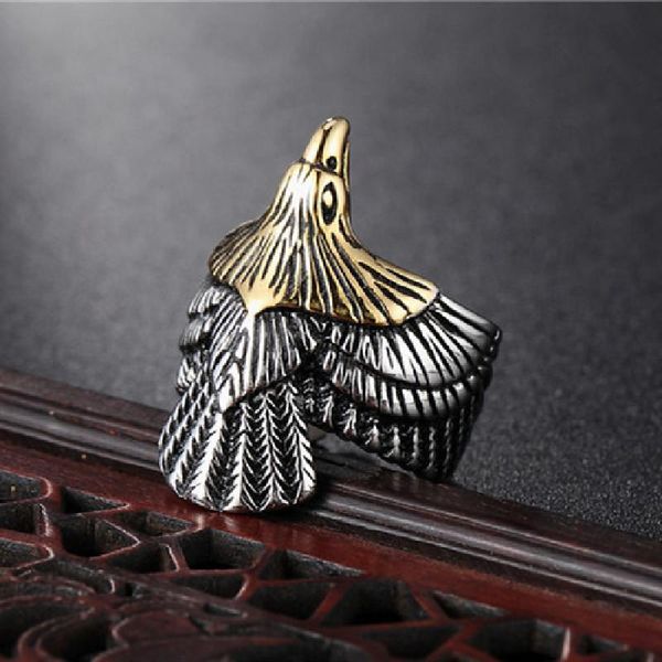 

product personalized eagle titanium steel ring men and women animal jewelry cluster rings, Golden;silver