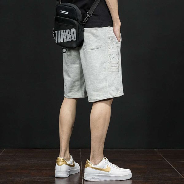 

men's jeans summer thin casual shorts wear loose large sports lace up 5 pants trend cbn2, Blue