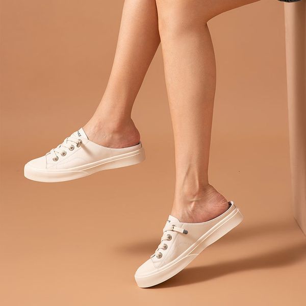 

dress shoes casual shoes women synthetic leather flats round toe mules slip on summer outdoor ladies slippers handmade 38503, Black