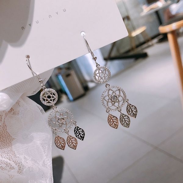 

925 tremella simple spring and summer pure silver dream net tassel earrings, Black