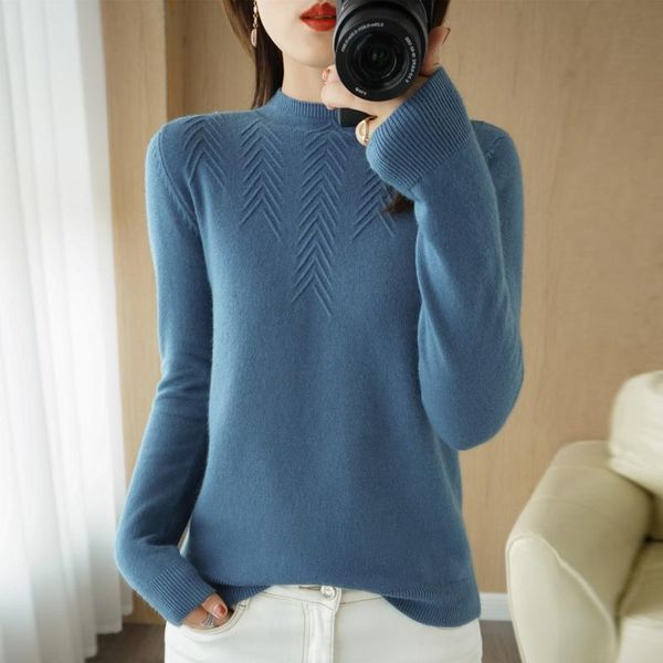 

women's sweaters 2021 woman winter 100% cashmere knitted pullovers jumper warm female mock neck blouse blue long sleeve clothing, White;black