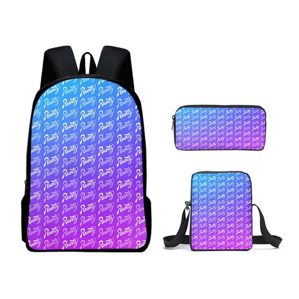 

3pcs/set backpack runty fashion shoulder bags 3d print hip hop school bag student