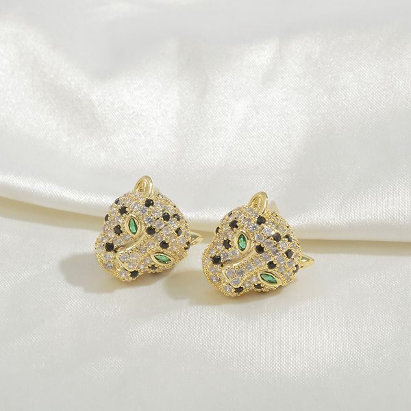 

women s925 silver zircon full diamond leopard earring ear studs
