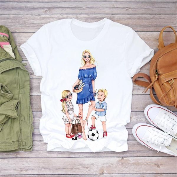 

zogankin cartoon super mom women t shirts life boy summer print ladies womens graphic female tee, White