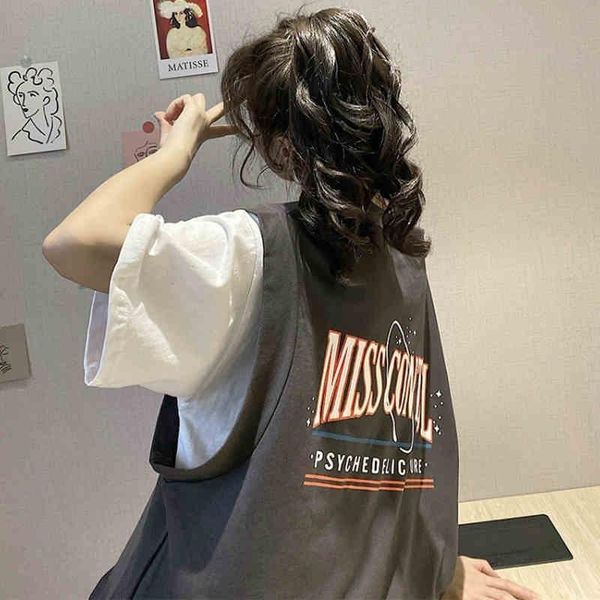 

women's vests style street vest women sleeveless hip hop college summer loose design tale jacket vestes 2021, Black;white