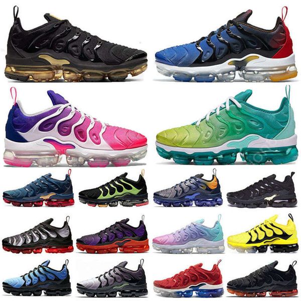 

with box tn plus big size 13 pink metallic gold running shoes purple hyper violet lemon lime volt mens women sports trainers sneakers, Black