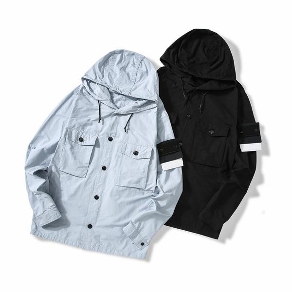 

men's spring and autumn casual fashion sports outdoor windproof hooded solid color zipper jacket jackets, Black;brown