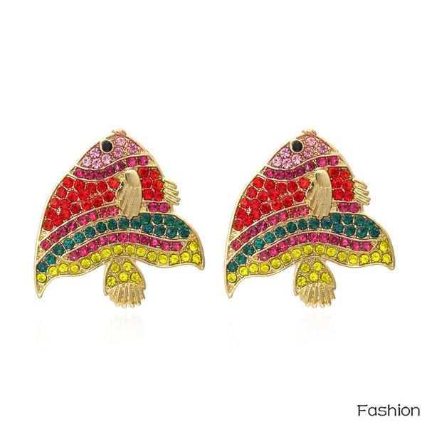 

stud personality creativity multicolor small fish earrings animal geometry metal fashion pierced for women party jewelry, Golden;silver