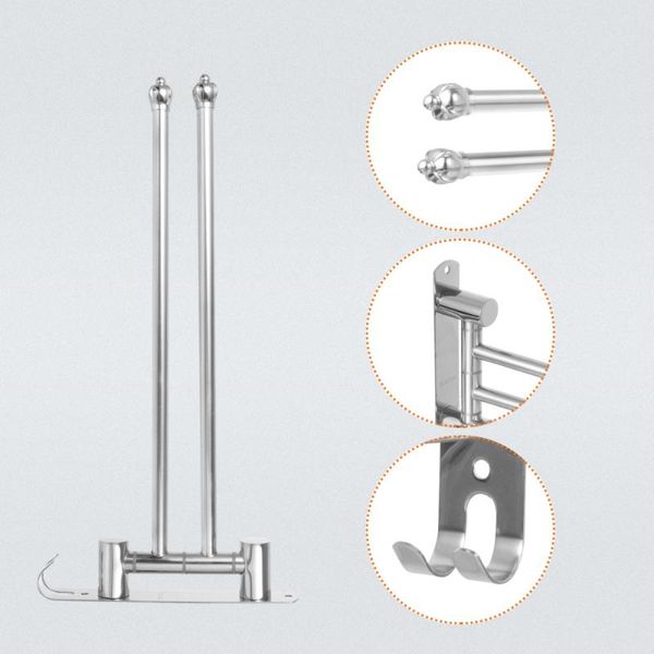 

wall mounted swivel towel bar 2 arms holder with crown shape end racks