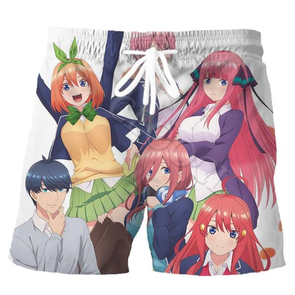 

men's shorts cloocl men anime quintuplets quintessential 3d print sports fashion streetwear summer beach, White;black