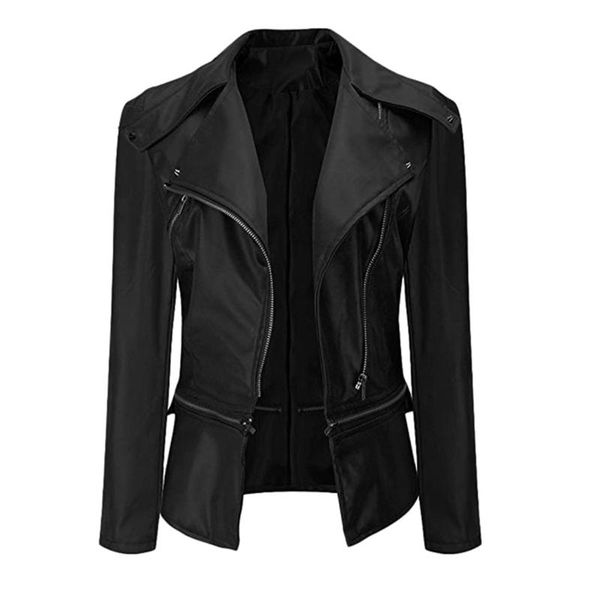 Giacche da donna Autunno Donna Giacca in pelle PU Cappotto corto con cerniera donna Bomber punk nero femminile Capispalla finto Motor Y2k