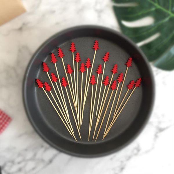 

forks 200pcs bamboo cocktail picks disposable fruit cake sticks christmas tree shape toothpicks for appetizer party bar