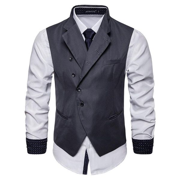 

men's vests formal men coat smart casual slim for v-neck sleeveless vest male single breasted irregular plus size 5xl, Black;white