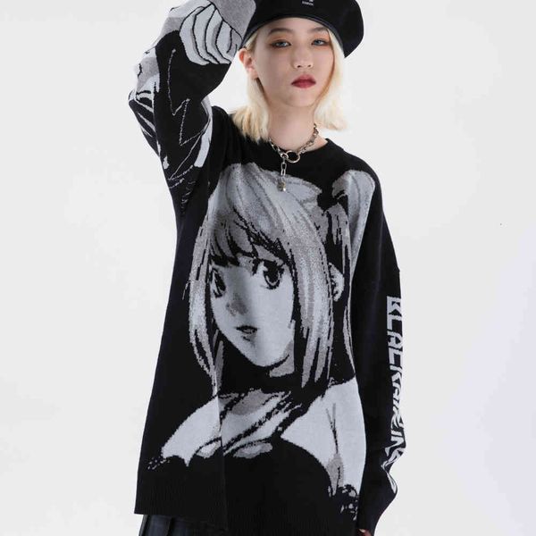 

Women's Sweaters Japanese animated designs of long-sleeve black women sweater harajuku fashion kawaii top women's winter clothes j, White;black
