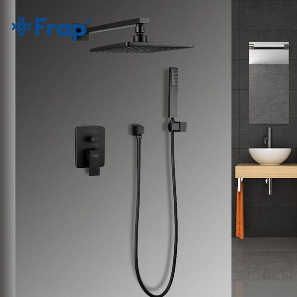 

square bathroom shower faucet sy tem brass set black rainfall mixer tap bathtub waterfall bath y24023 sets
