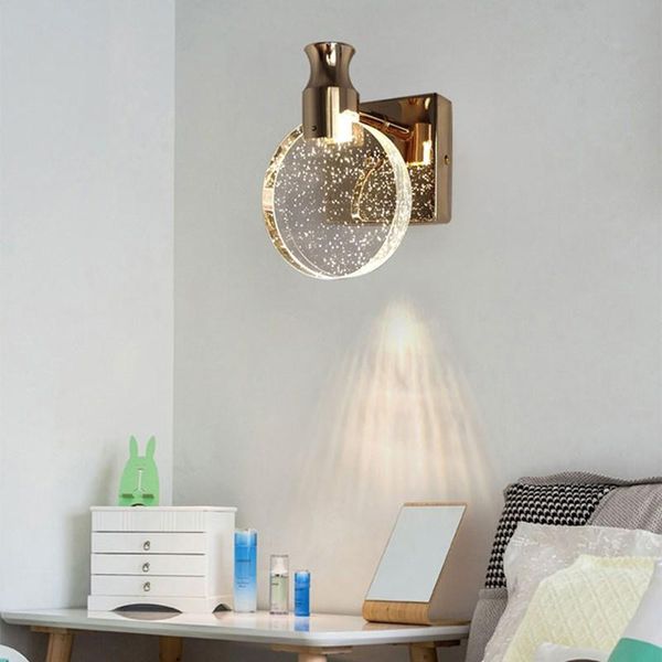 

wall lamps nordic lamp light luxury bedroom bedside crystal living room background aisle dressing table mirror
