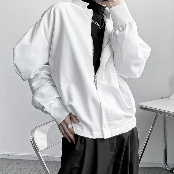 

men's jackets 2021 autumn korean style unique stand-up collar men casual loose solid color coat men,m-xxl, Black;brown