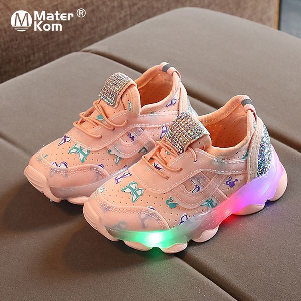 

size 21-30 luminous toddler shoes for boys girls childrens led shoes kids glowing sneakers for kids sneakers with luminous sole, Black;red
