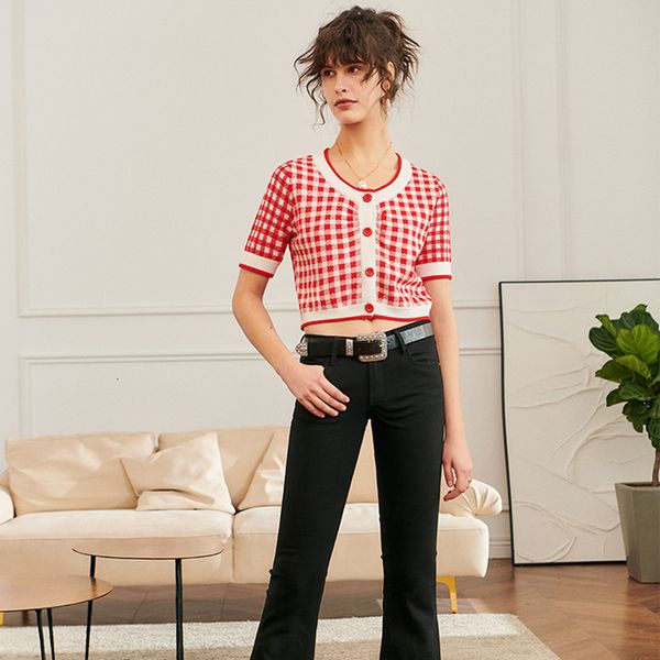 

t shirt crop women vintage brand designer short sleeve red plaid button up cardigan cute cropped shirt, White