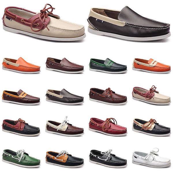 

141 womens sneakers sailing shoe mens casual leather shoes black white red green orange brown outdoor trainers size 38-45