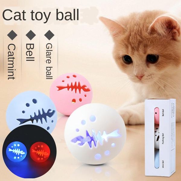 

cat toys 2021 pet toy catnip ball + bell glow funny plastic 3 one set for baby
