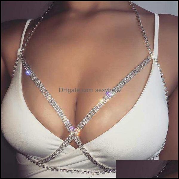 

other aessories fashion aessoriesfashion chains jewelry golden sier hollow diamond chain bikini chest body drop delivery 2021 oykxn, Silver
