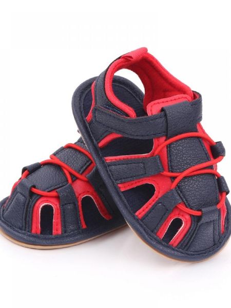 

sandals summer baby boystoddler sole anit-slip shoes first walkers size infant boy pu 0-24 months, Black;red
