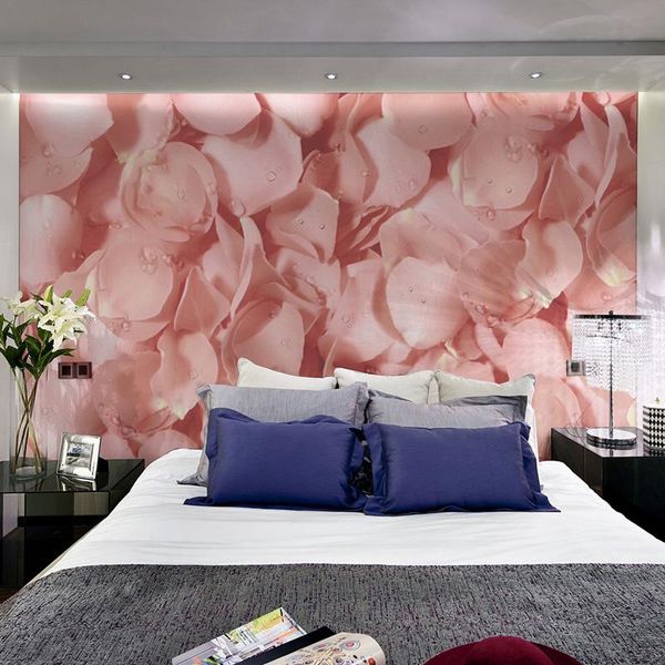 

wallpapers mural custom pink rose petal wallpaper bedroom cozy tv living room background wall