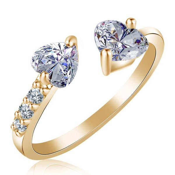 

wedding rings engagement cz heart opening for women 2021 fashion silver/gold/rose gold color finger ring jewelry gifts, Slivery;golden