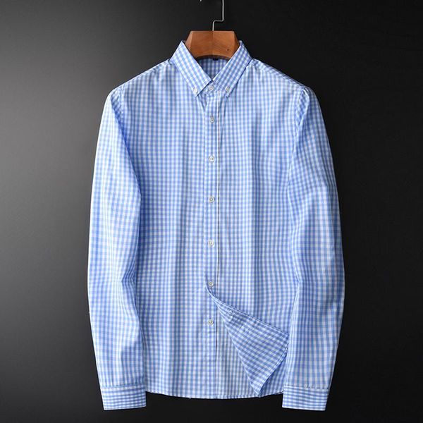 

men's casual shirts classic 100% cotton mens luxury yarn-dyed plaid long sleeve dress size 4xl slim fit man, White;black