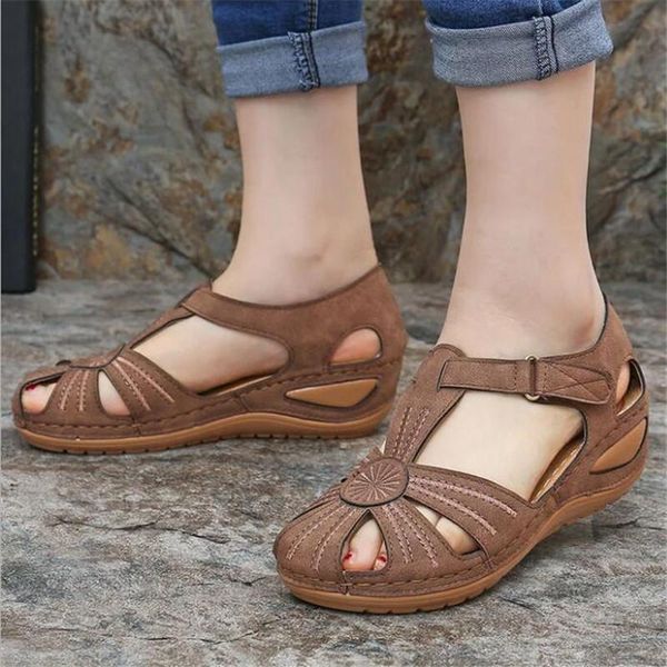 

women's sandals summer ladies girls comfortable ankle hollow round toe female soft beach sole shoes plus size 34-44, Black
