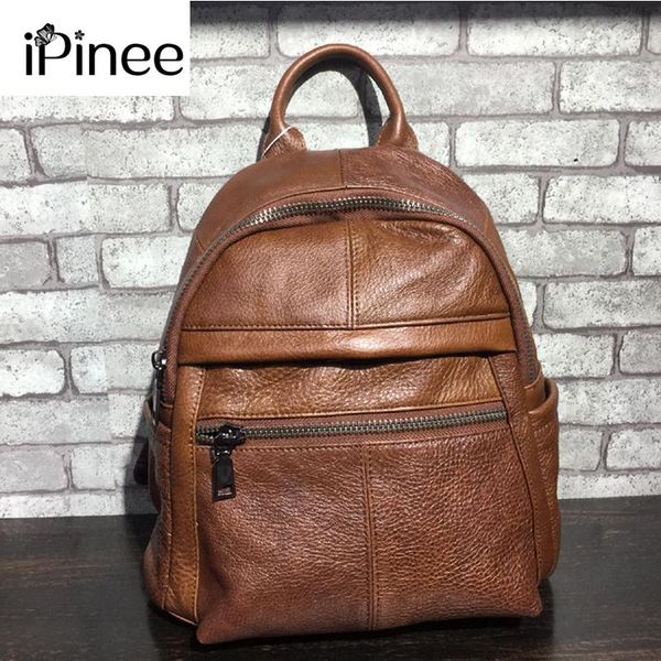 

backpack style ipinee women cow leather backpacks for girls genuine school bags casual knapsack large travel bag