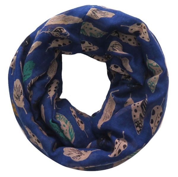 

scarves feather print infinity loop scarf for women lightweight lady gift accessories,, Blue;gray