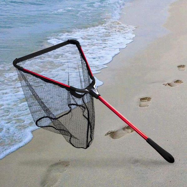 

fiblink fishing net landing folding telescoping aluminum network with extending pole handle nylon mesh accessories