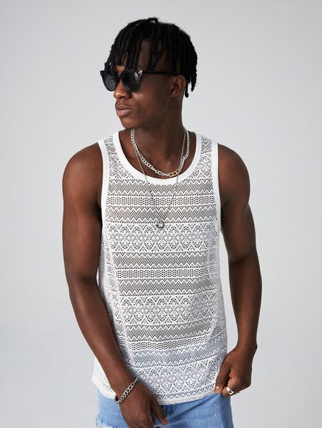 

men solid mesh tank t0qm#, White;black
