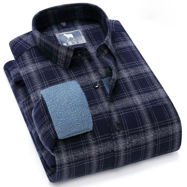 

men's casual shirts wool liner fashion shirt thickened long sleeve s-4xl winter warm plaid style with buttons for men clothing, White;black