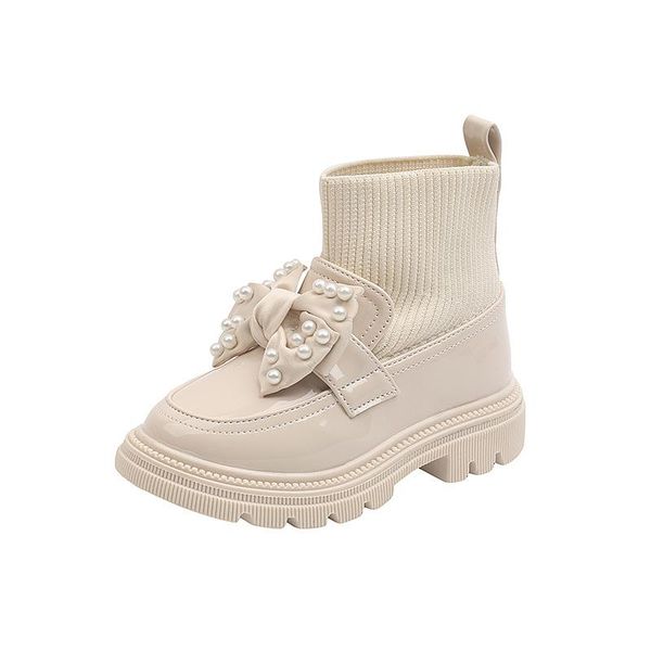 

boots 2021 autumn children' leather shoes girls butterfly casual fashion baby princess platform single black beige 2a, Black;grey
